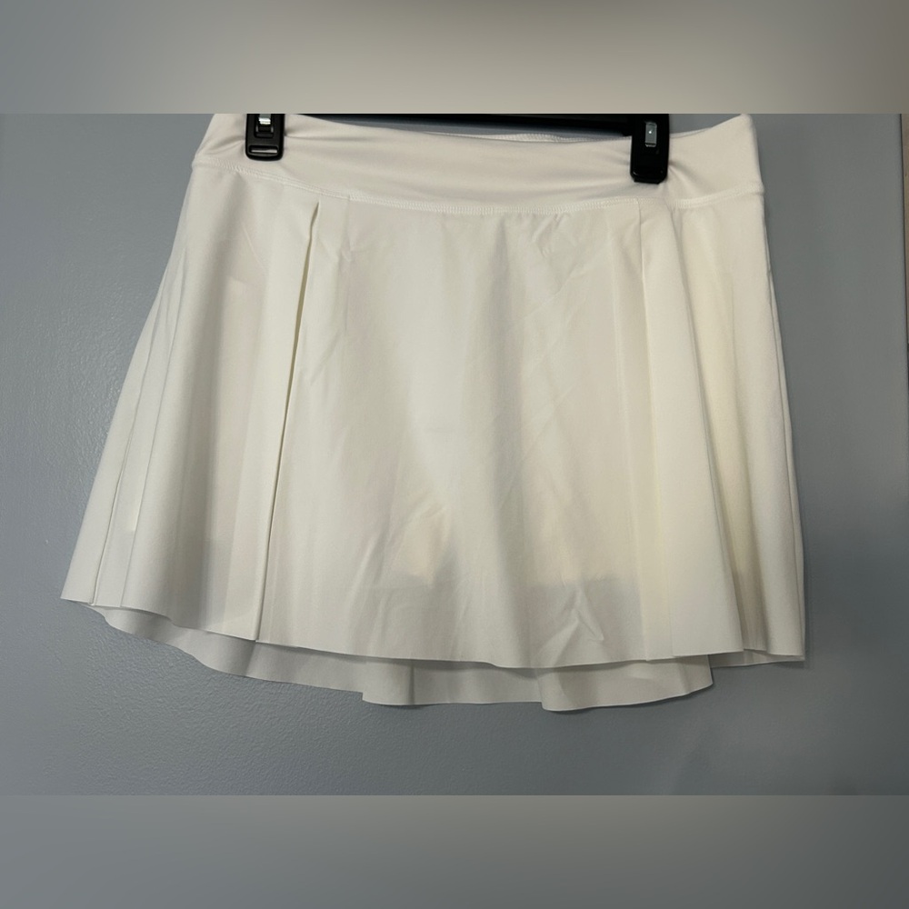 Nike Dri-Fit Standard Fit Pleated Women L Golf Skirt Skort White Athletic